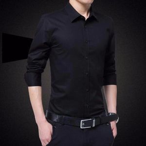 Spring Autumn <b>Men's</b> Casual Breathable <b>Long</b> <b>Sleeve</b> Stand Collar Anti-Wrinkle Dress <b>Shirts</b> <b>White</b> Business Workwear <b>Shirt</b> - Product Image 2