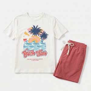 Herren Sommer Casual Zweiteiler Set mit Individuell Bedrucktem T-Shirt & Passenden Shorts mit Kordelzug - Product Image 4