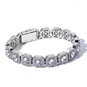 Bracelet tennis floral en argent 925 et moissanite pour homme, maillons halo ronds, bijou de luxe glacé, cadeau pour homme - Product Image 5