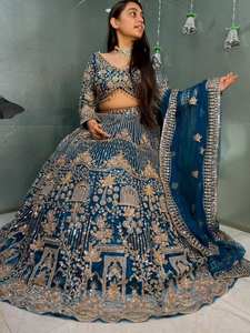 طقم ليهينغا تشولي نسائي مطرز بكثافة، تصميم فاخر للزفاف والحفلات، زي تقليدي صيفي وشتوي بطول كامل - Product Image 3