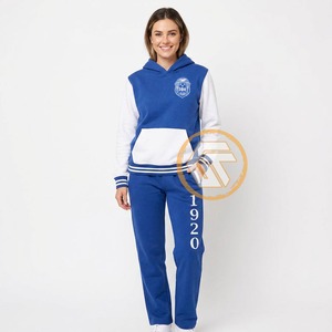 Conjunto de 2 Piezas Personalizado de Sudadera con Capucha Larga de Algodón y Felpa para Mujer, Bordado, de la Hermandad Zeta Phi Beta - Product Image 4