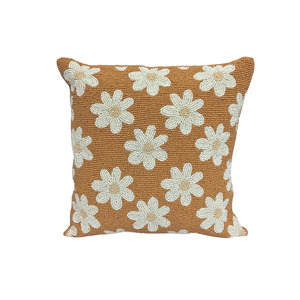 Funda de Cojín Bordada con Flores, Rectangular, de Algodón y Lino, Decoración Bohemia para el Hogar, Patrón de Margaritas Blancas Terracota - Product Image 6