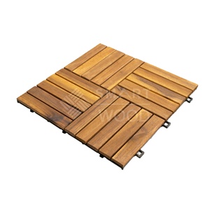 Modern Acacia WPC Outdoor Decking Tiles 300x300mm Oiled Natural Golden Light Oak Anti-Slip Square Brushed Interlocking <b>Flooring</b> - Product Image 1