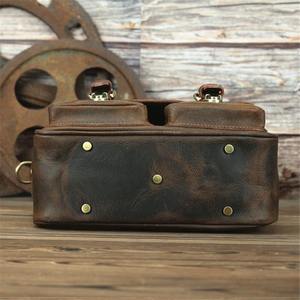 Vintage Brown Leather <b>Camera</b> <b>Bag</b> <b>Crossbody</b> Messenger Case For DSLR Mirrorless Photography Satchel With Pockets Adjustable Strap - Product Image 3