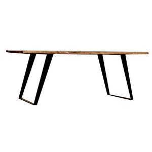 Table à manger rectangulaire moderne en bois massif, pieds en métal, écologique, durable, structure stable, 6 places, pour usage domestique - Product Image 2