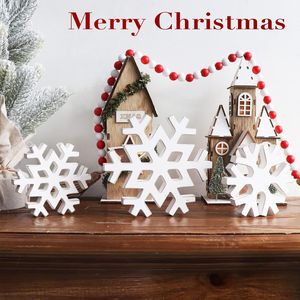 Decorazioni Natalizie Rustiche in Stile Fattoria: Set di 3 Insegne in Legno a Fiocco di Neve e Vassoio a Più Livelli, Varie Dimensioni per la Tavola delle Feste di Capodanno - Product Image 3