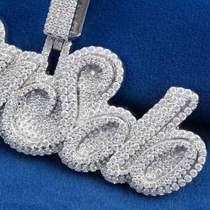 Collar de Lujo con Nombre Personalizado, Incrustaciones de Moissanita VVS, Plata de Ley 925, Estilo Hip Hop, Letras en Script, Joyería Brillante, Regalo - Product Image 4