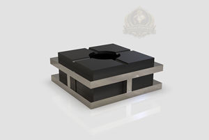 Cendrier de luxe en argent pour l'Arabie Saoudite, cendrier moderne pour cigares en métal et bois, design du Golfe, Dubaï, Riyad - Product Image 2