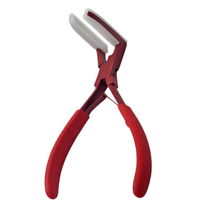 Matte Red Hair Extension Tape Press Pliers, <b>Dip</b> Coated Non Slip Handles, Soft Silicone Cushion Jaws, Salon Bonding Tool - Product Image 1