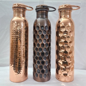 Handcrafted <b>copper</b> water <b>bottle</b> designed for storing <b>drinking</b> water promotes healthy lifestyle for home office gym and travel - Product Image 2