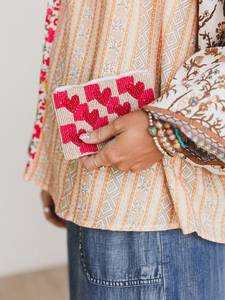 Pochette à monnaie carrée Mama Cita perlée, couleurs mélangées, broderie, produit promotionnel tendance - Product Image 5