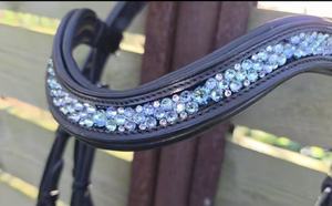 Bridon en cuir noir avec ornements en cristal, collier de tête confortable et rênes, taille ajustable, fournisseur équestre - Product Image 2