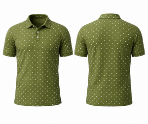 เสื้อโปโลชายสีน้ำตาลลายจุด แขนสั้น สไตล์ลำลอง ทรงปกติ พิมพ์ลาย - Product Image 6