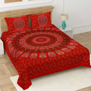Handmade Cotton Bedsheets With Block Print Indian Hand Block Printed Cotton <b>Bedding</b> Set Cotton Flat Sheets Hand Print Bedspread - Product Image 3