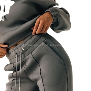 ชุดวอร์ม2ชิ้นสำหรับผู้หญิงเสื้อแขนยาวมีฮู้ดชุดวิ่งปลายบานสำหรับผู้หญิง - Product Image 5