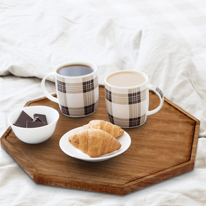 Plateaux de service octogonaux de luxe en bois d'acacia faits à la main, finition polie, qualité commerciale, compatibles lave-vaisselle, pour mariages, lot de 3 - Product Image 2