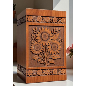 Eco Wooden Urn for Water Burial Ceremonies Artistic Wooden Cremation Urn with Hand Painting urn by AYAANS - Product Image 5