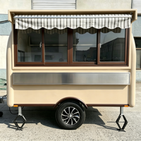 Petite remorque alimentaire avec auvent et cuisine commerciale complète, chariot à café mobile pour la vente de desserts, boissons énergisantes, matcha et thé boba
