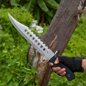 Cuchillo de Caza Personalizado de Acero Inoxidable con Mango de Madera de Olivo, Hoja Fija de Espiga Completa, Borde Dentado, Alta Durabilidad, Supervivencia al Aire Libre - Product Image 3