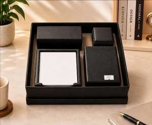 Premium PU Leather Desk Organizer with Mobile Stand, Pen Holder & <b>Memo</b> <b>Pad</b> Holder | Office Table Organizer | Brown - Product Image 5