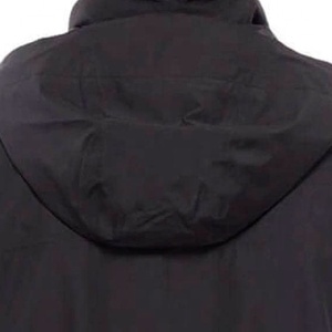 Men's Black Solid Stand Collar Hooded Puffer <b>Jacket</b> Windproof Zipper Closure Casual Winter Outerwear Regular Fit Polyester Shell - Product Image 5