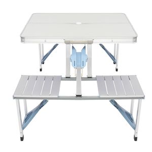 Tavolo e Sedia Pieghevoli in Lega di Alluminio One Piece, Altezza Regolabile, Portatili per Campeggio, Picnic, Parco e Uso in Cucina - Product Image 1