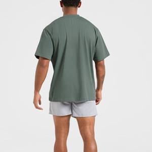 Fabricants de chemises OEM, sur mesure, 100% coton, manches courtes, col rond, décontracté, respirant, séchage rapide, coupe régulière, fitness pour hommes - Product Image 2