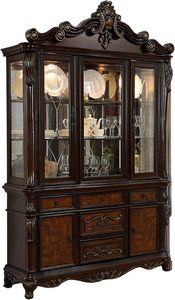 Armoire de rangement classique de luxe en bois de mahogany massif avec finition naturelle foncée pour chambre à coucher et salon - Product Image 2