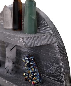 ชั้นวางของรูปพระจันทร์ไม้ สำหรับตกแต่งสไตล์โบโฮ  รับสั่งซื้อจำนวนมาก ขั้นต่ำในการสั่งซื้อ  พร้อมที่แขวนผนังสำหรับโชว์คริสตัล - Product Image 4