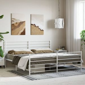 Cadre de lit en acier blanc extra long 76 x 80 pouces, lits en métal - Product Image 3