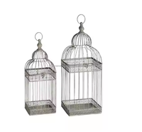 Cage de piège à oiseaux en métal en forme de maison avec décoration de coeurs Huche signée