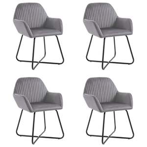 4 chaises de salle à manger en velours gris - Product Image 1