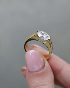 Bague de fiançailles et de mariage SATVIK RATNA Luxury 2 CT OVAL, diamant de laboratoire, demi-sertissage, style cigare, or 10k/14k/18k - Product Image 3