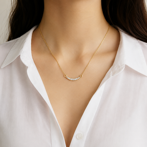 Luxury Moissanite Pendant Necklace Women Purpose Gold Plated Round Brilliant Cut <b>Moon</b> Shape - Product Image 4