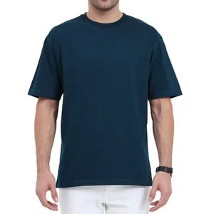 T-shirt pour homme 100% coton bleu marine surdimensionné 240 g/m² motif uni 220 g/m² T-shirt uni - Product Image 3