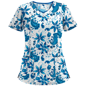Conjunto de Uniformes Médicos con Estampado Floral, Estilo Moderno, Alta Calidad, Diseño Personalizado por Sublimación, Precio al por Mayor, Uniformes para Hospital - Product Image 2