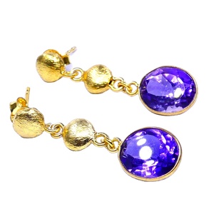 Vêtements de mariage en argent sterling 925 abordable pas cher classique améthyste pierres précieuses femmes porter Push Back ensemble de boucles d'oreilles - Product Image 1