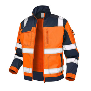 Hi Vis Waterproof Reflective Puffer Jacket Men Winter Workwear Hooded Thermal Safety <b>Coat</b> with Reflective Stripes - Product Image 5