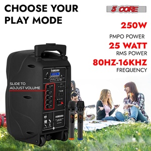 5 Core Party Speaker <b>Bluetooth</b> 250W Big Powered Rechargeable Outdoor PA DJ System w 2 Wireless Mics - Product Image 2