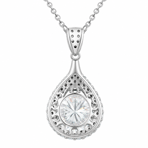 Moissanite Diamond <b>Necklace</b> for Women 925 <b>Sterling</b> <b>Silver</b> Round Brilliant Cut Engagement Wedding Jewelry - Product Image 4