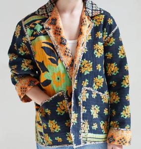Kantha Jacket for Women Handmade Cotton <b>Quilted</b> Reversible Jacket Vintage Indian Block Print Boho Ethnic <b>Winter</b> Coat Wholesale - Product Image 5