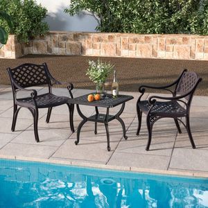 Tavolino da Esterno in Alluminio Pressofuso con Ripiano Portaoggetti per Giardino, Portico e Balcone - Product Image 6