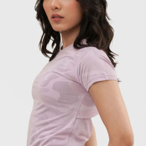 Camiseta de Cuello Redondo Rosa para Mujer, Manga Corta, Color Sólido, Corte Casual, Transpirable, Ecológica, de Secado Rápido, 100% Algodón Tejido, Corte Regular - Product Image 3