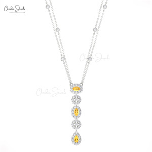 Collier pendentif en citrine taille poire 5x3mm avec diamant en or massif 14 carats, fabrication de bijoux sur mesure en provenance d'Inde - Product Image 2