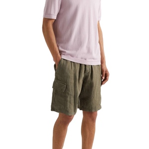 Men's Custom High Quality 100% Cotton Casual Cargo Shorts Elastic Waist Drawstring Multiple Pockets Solid Sports Shorts - Product Image 1