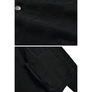 Men's Winter <b>Denim</b> <b>Jacket</b> 100% Cotton <b>Lightweight</b> Breathable Windproof Stand Collar Front Logo Streetwear Style Relaxed Fit - Product Image 5