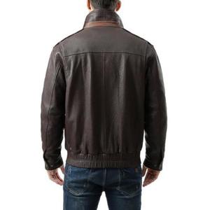Men's Genuine Leather Hooded Moto <b>Jacket</b> Animal Print Breathable Stand Collar Zipper Closure <b>Slim</b> <b>Fit</b> Autumn Style Dark Brown - Product Image 2
