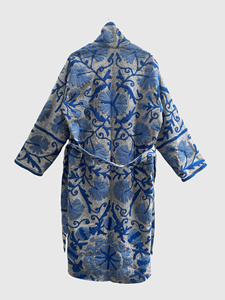 Veste longue élégante en coton pour femmes grandes tailles, col mandarin, manches longues, motif floral brodé à la main, vêtements d'automne - Product Image 3