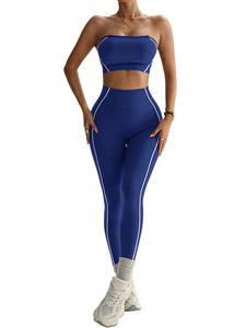 Conjunto Deportivo de 2 Piezas para Mujer: Leggings de Yoga Transpirables sin Costuras y Sujetador Deportivo sin Tirantes, Cintura Alta, Ropa Deportiva con Logotipo Frontal - Product Image 4