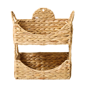 Eco-Friendly Water Hyacinth Tiered Diaper Caddy, Scalloped <b>Stacked</b> Organizer <b>Basket</b> for Nursery, Cosmetics & Bathroom <b>Storage</b> - Product Image 2